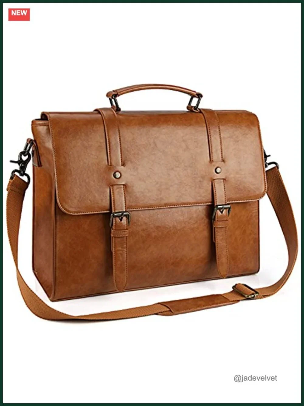 Vintage PU Leather Messenger Bag for Men 15.6 Inch Laptop Briefcase